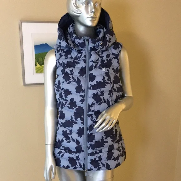G/FORE Womens Tonal Floral Nylon Puffer Vest Fjord